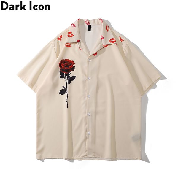 

men's casual shirts dark icon floral vintage polo shirts men summer holiday beach men's shirts streetwear shirts for men 230410, White;black