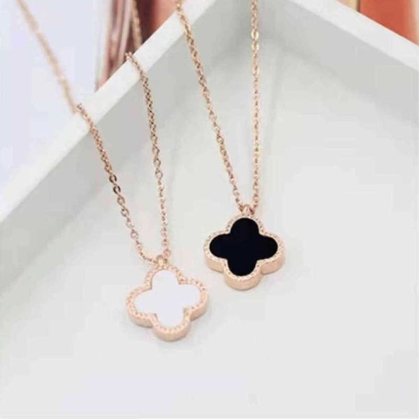

fashion classic 4/four leaf clover pendant necklaces shells titanium steel for women&girls valentine's mother's day engagement jew, Silver