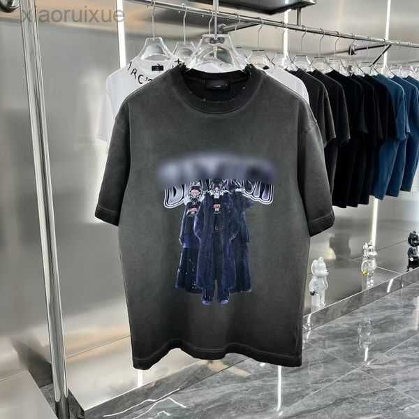 

men's t-shirts european and american fashion brand high street short sleeve t-shirt summer heavyweight cotton washed old loose half wom, White;black