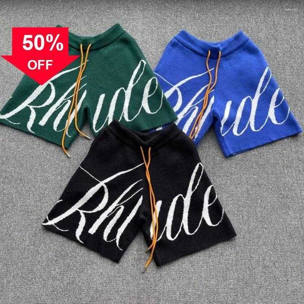 

men's shorts 2023 jacquard knitted loose breeches men women version drawstrings to 2xl, White;black