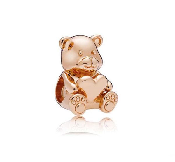 

bear with heart alloy charm bead fashion women jewelry stunning european style fit for pan diy bracelet necklace panza005627030103, Bronze;silver