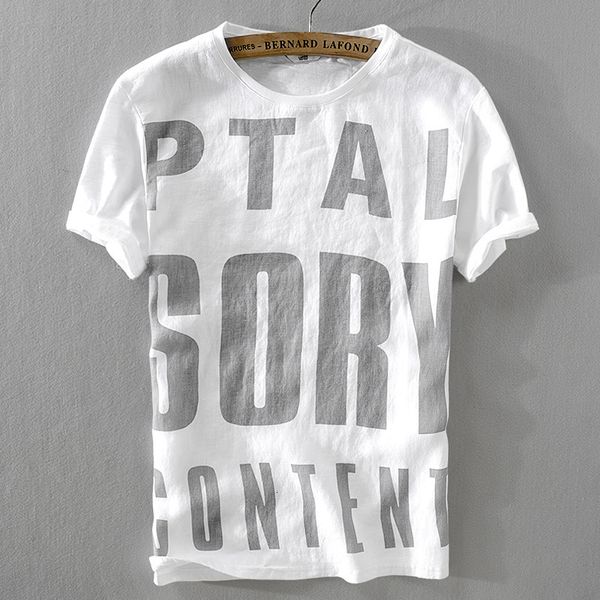 

men's tshirts italy men's casual linen tshirt breathable letters printed t shirt men loose stretch fashion mens camiseta camisa 23, White;black