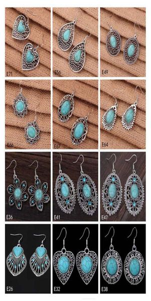 

hollow heart oval european beads dangle earring 12 pieces a lot mixed stylebrand new women039s diy tibetan silver turquoise ea2588214