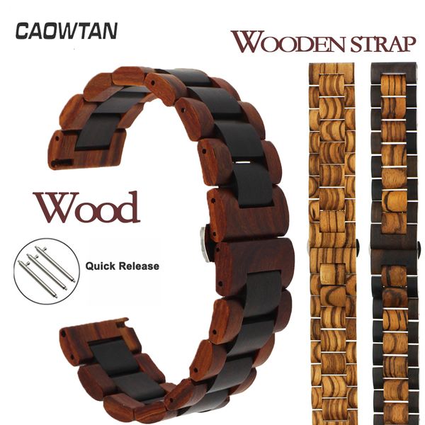 

watch bands 20mm 22mm wood watch band for galaxy wathc 3 gear s3 46mm 42mm active 2 steel strap replacement bracelet for huawei watch gt 3 2, Black;brown