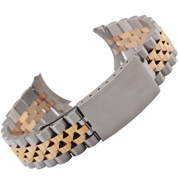 

watch bands 13mm 19mm 20mm 21mm 316l steel solid cruved end screw links replacement wrist watch band bracelet for rolex president 230411, Black;brown