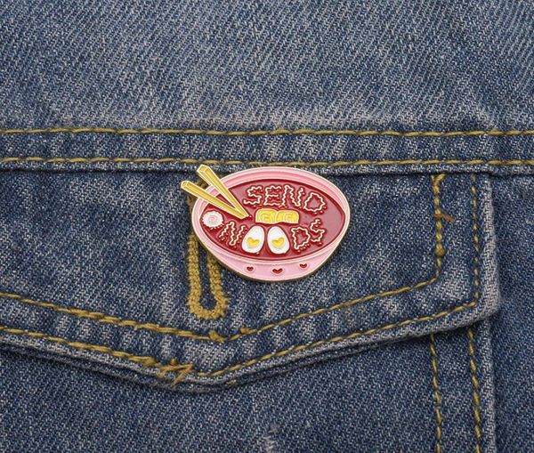 

eggs ramen enamel pin pink bowl noodles badge custom brooches bag clothes lapel pin cartoon food jewelry gift for kids friends6555108, Blue