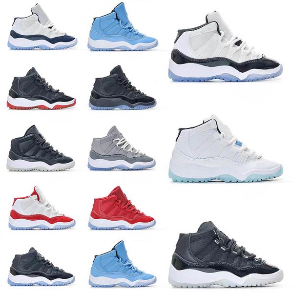 

new 11s kids shoes casual fashion sneakers cherry bred space jam legend blue cool gre blue concord th anniversary toddler fashion trainers s, Black