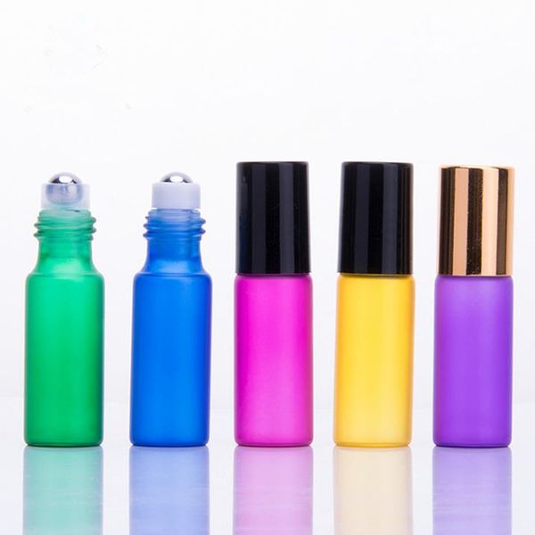 

500pcs glass 5ml roll on bottle glass roller balls essential oil mini sample bottles for aromatherapy perfume lip balm
