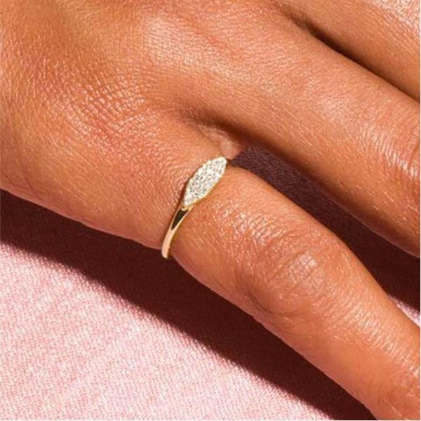

dainty minimalist stacking ring for women trend cubic zircon gold color crystal finger accessories for female jewelry gift r737, Golden;silver