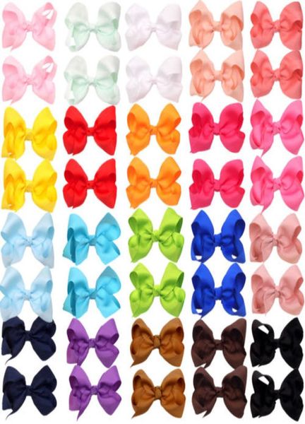 

3 inch boutique hair bow girls grosgrain ribbon hair bow with clips hairpin kids hair accessories 60pcs6060042, Slivery;white