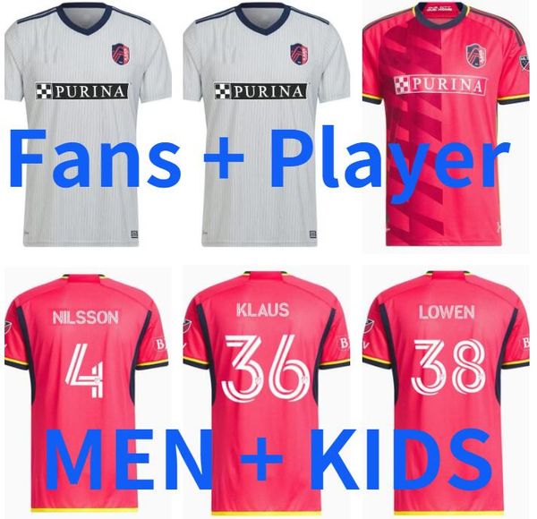 

2023 2024 st louis city sc soccer jerseys lowen ostrak gioacchini stroud klauss saint st. louis mls home away 23 24 player and fans version, Black;yellow