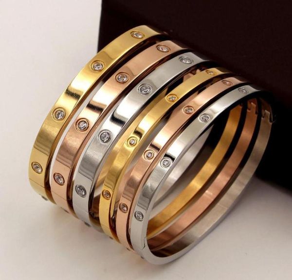 

rose gold crystal bracelets for women men couple bracelet silvery brand jewelry accessories ladies golden zircon gift bangle6202963, Black