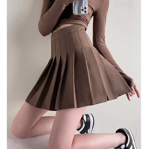 

for khaki pleated women 2023 new small spring/summer high waist slim a line college jk skirt, Black