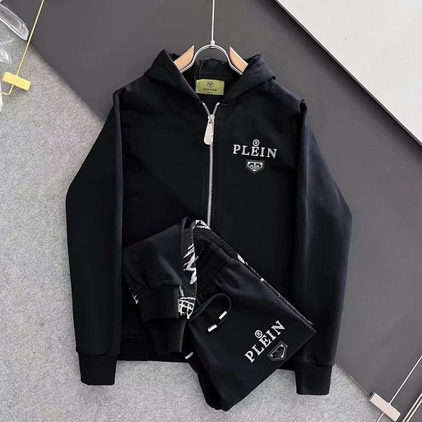 

men's tracksuits alexplein rhinestones teddy bear tracksuits 100%cotton streetwear couple sweatjacket men's clothing fashion winte, Gray