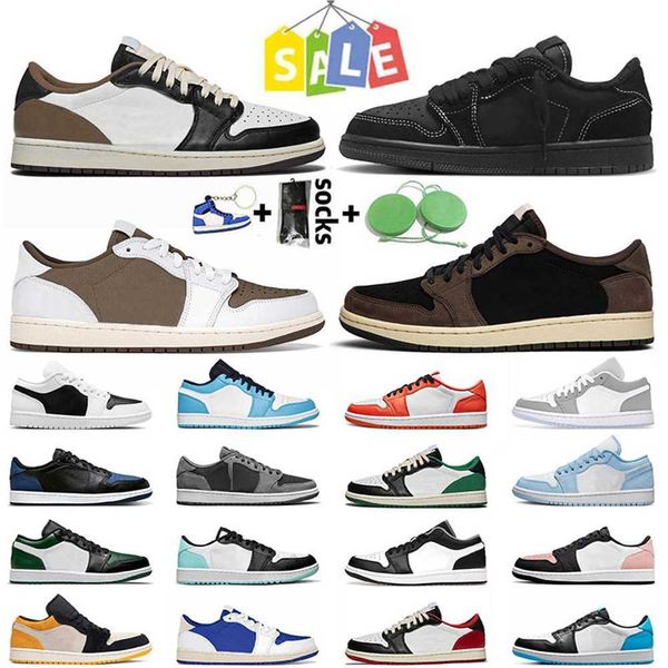 

2023 aaa quality womens mens basketball shoes jumpman 1 low bred toe 1s reverse mocha black toe panda unc bleached coral phantom trainers ni