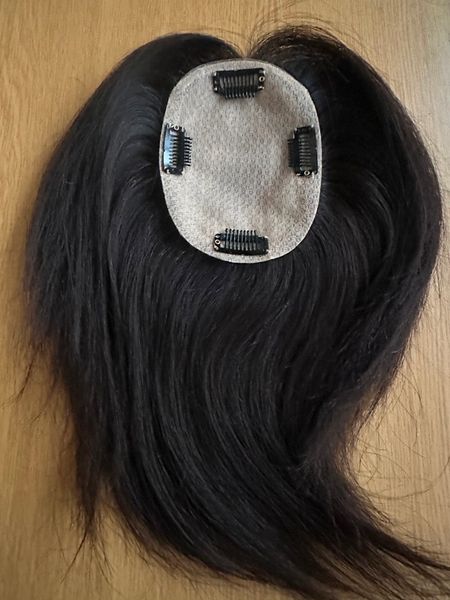 

4"x5" new silk hair er bang, skin base 100% virgin human hair er for women silk toupee straight hair piece wiglet, part closure, Black;brown