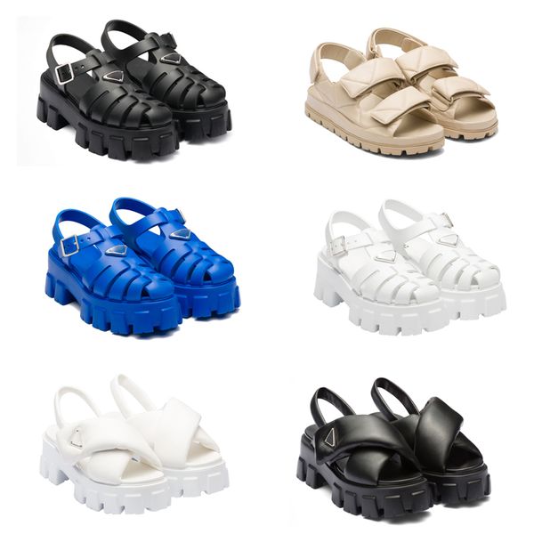 

sandals designer woman sandals monolith rubber sandal slippers luxury summer buckle strap patent leather slides classics wide solid pattern, Black