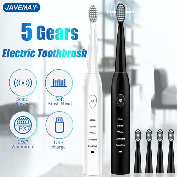 

toothbrush powerful ultrasonic sonic electric toothbrush usb charge rechargeable tooth brush washable electronic whitening teeth brush j110