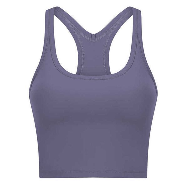 

lu-117 yoga vest women sports bra underwear gym workout running push-up athletic shock proof crop tank solid fitness clothings, Gray
