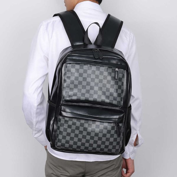 

fashion trend plaid backpack for men, simple and large capacity student backpack, business computer handbag, leisure backpack 230411