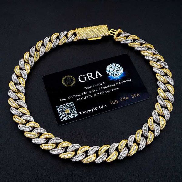 

customization cuban link necklace bracelet white gold plated iced out moissanite diamond cuban chain, Silver