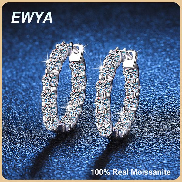 

stud ewya luxury hoop earrings 2.6 carat d color s925 sterling silver earring for women party fine jewelry christmas gift 230410, Golden;silver
