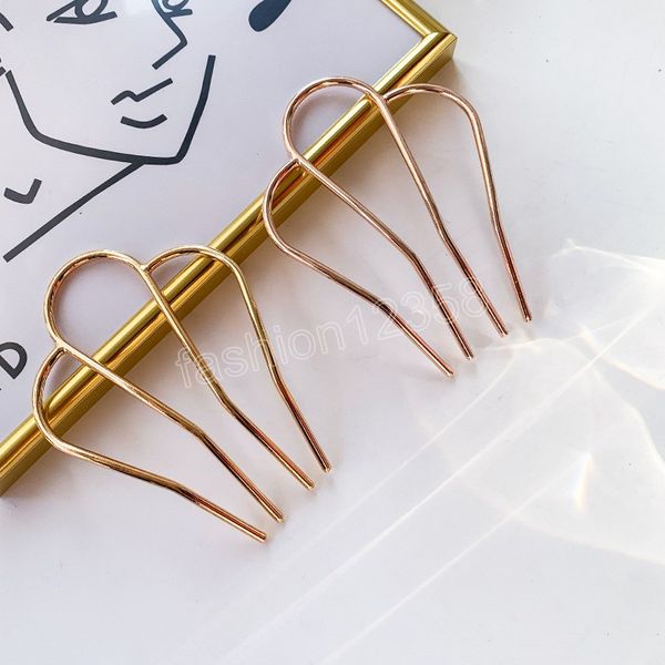 

korean metal hair sticks women hairpins elegant simple solid color hair clips girls hair sticks hair accessories hairpin, Golden;silver