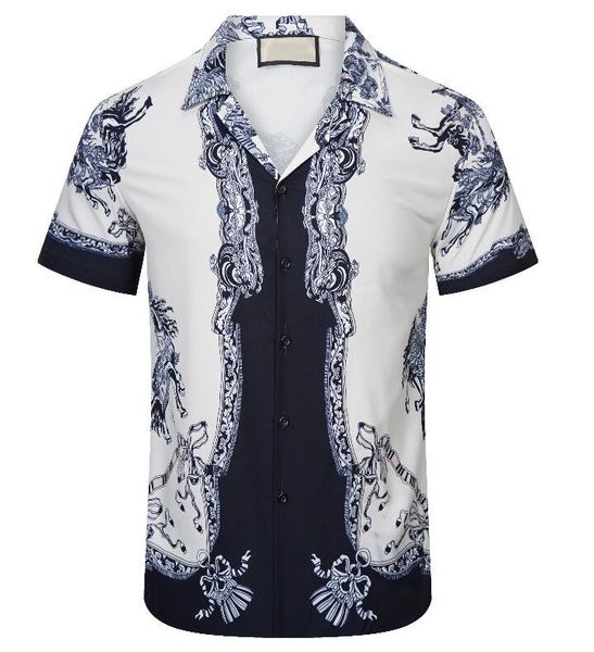 

vintage men's casual shirts short sleeve man designer shirt print, White;black