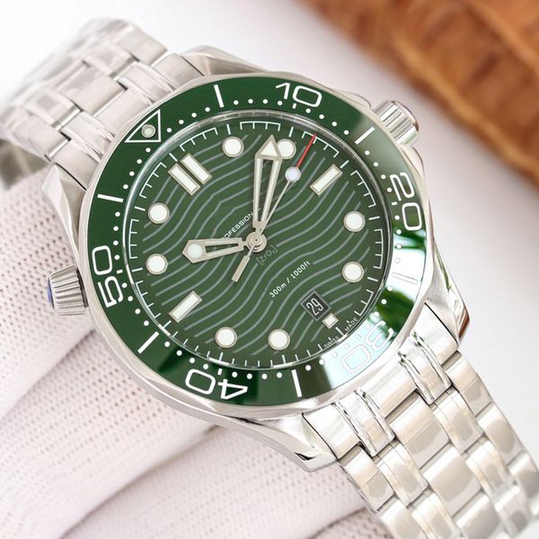 

sea master green aaa 3a quality watches 42mm men sapphire glass oystersteel with gift box automatic jason007 watch 01, Slivery;black