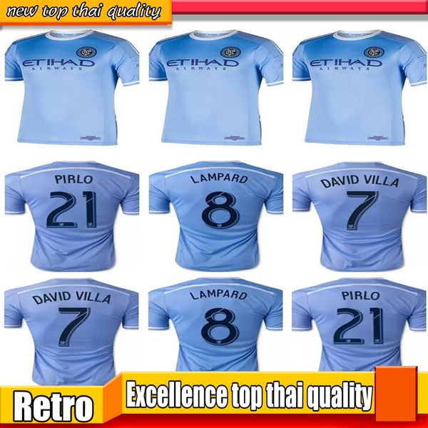 

new york david retro soccer jerseys vintage city pirlo villa lampard mix home sky blue away black 15 16 football shirt with patches s-2xl je, Black;yellow
