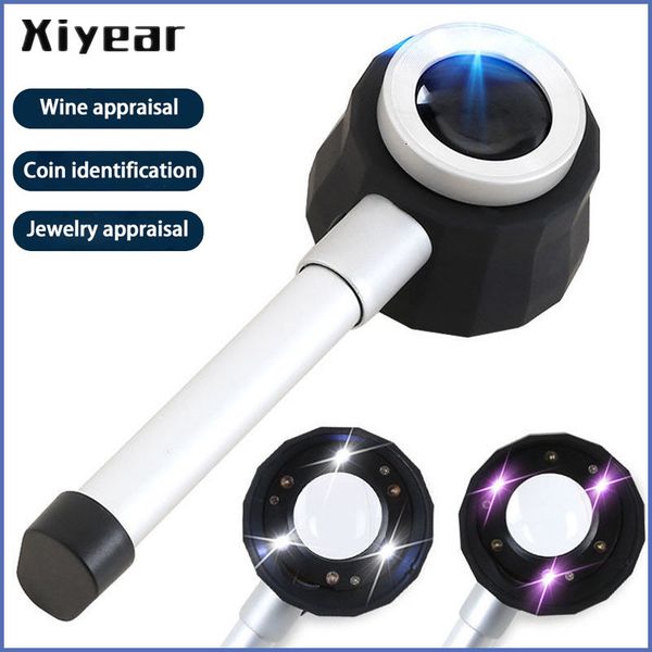

magnifying glasses handheld illuminated loupe glasses magnifier with uv light dermatoscope clear vision measure scale optical magnifying gla
