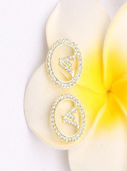 

designer classics women ear stud earring designers earrings 18k gold plated letter geometry brand crystal rhinestone wedding party1286589, Golden;silver
