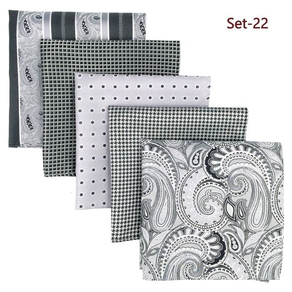 

cravat 5 pieces assorted mens pocket square silk handkerchief set colorful large accessories gift party 230411, Black;purple