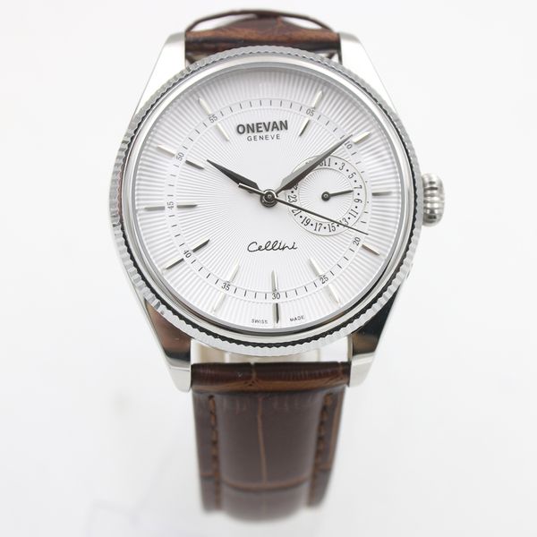 

50509 mechanical leather mens silver watch watch brown strap series automatic mechaincal silver dial men watches male wristwatches, Slivery;brown