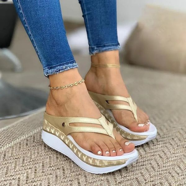 

slippers women wedges slip flip flops beach sandals shoes indoor outdoor chunky sandals sandalias de las mujeres 230410, Black