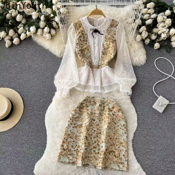 

two piece dress flower leather 2piece set for women 230410, White