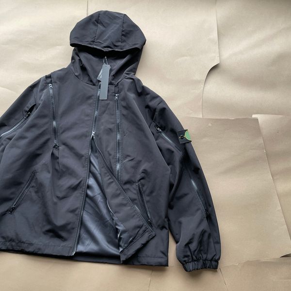 

2023 designer stone pocket jackets island fashion jacket long sleeve zipper badges men casual coat windbreaker embrodiery mens shirts coats, Black;brown