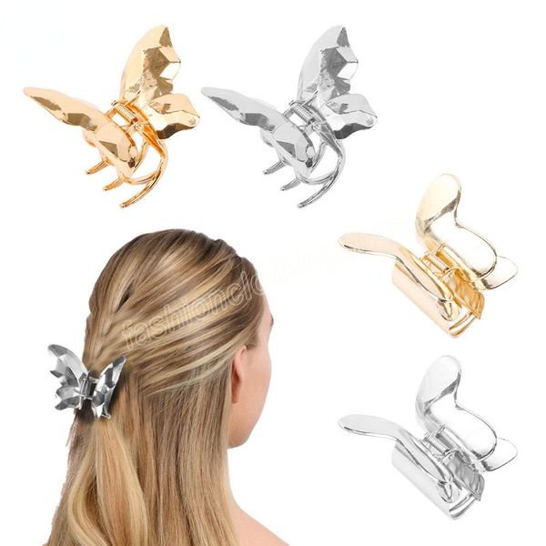 

fashion hair clips for girls metal solid color elegant butterfly shape claw clip women hair clip hair accessories, Slivery;white