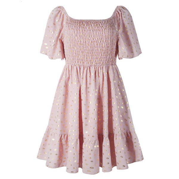 

plus size dresse s l 4xl pink large size summer 2023 allover print flounce sleeve ruffle hem tunic elegant sweet clothing 230410, Black