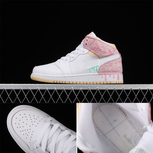 

jumpman 1 mens womens basketball shoes mid dd1666-100 paint drip men women designers sports sneakers trainer shoe