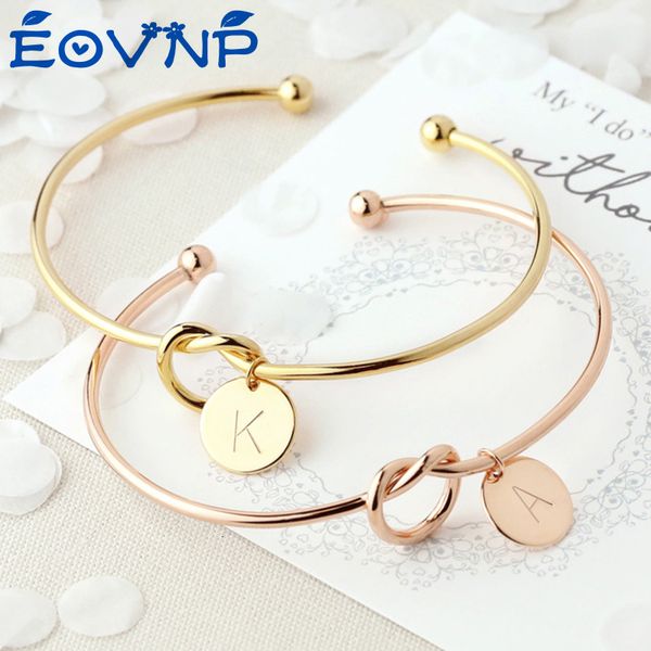 

charm bracelets eovnp trendy initial coin bangle for women men lover wife stainless steel letter cuff bracelet couple jewelry drop 230411, Golden;silver