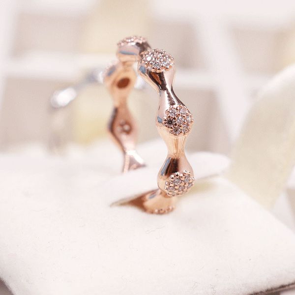 

rose gold plated lovepods ring with clear cz fit pandora jewelry engagement wedding lovers fashion ring, Silver