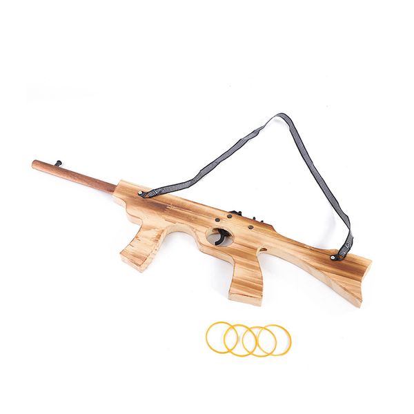 

novelty games rubber band rifle children's wooden toy gun with rubber string performance cosplay props kids outdoor play shooting toys