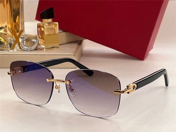 

new fashion design square sunglasses 0227 rimless frame light and comfortable simple versatile style outdoor uv400 protection glasses, White;black