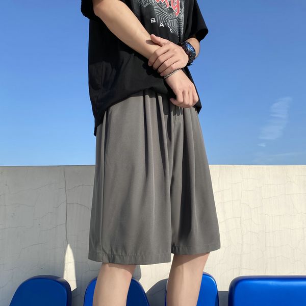 

men's shorts legible summer casual shorts men stranght loose short homme solid elastic waist mens shorts 230411, White;black