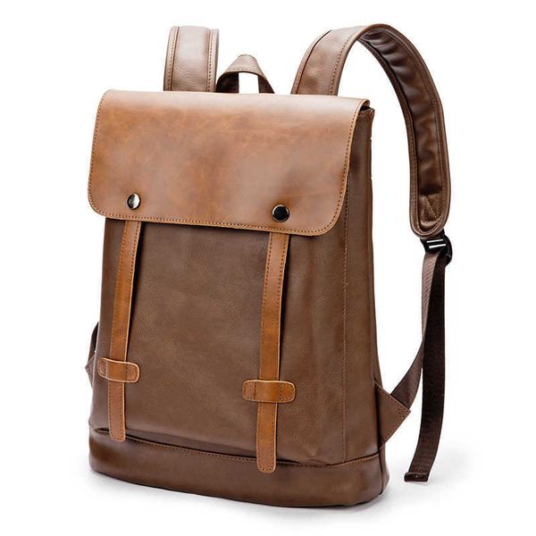 

fashion retro men's backpack large-capacity school bag luxury design lapbackpack men pu leather travel backpack 230411