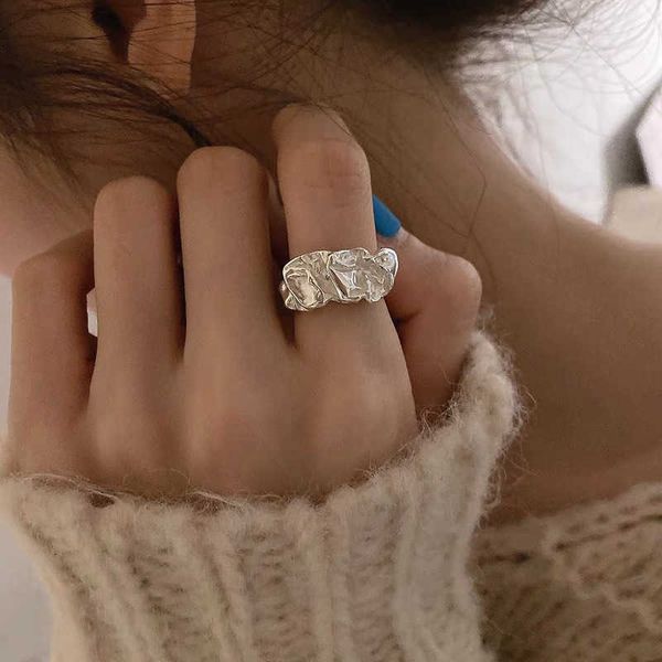 

band rings new silver color ring for women fashion creative irregular metal geometric creative open rings party temperament jewelry gift p23