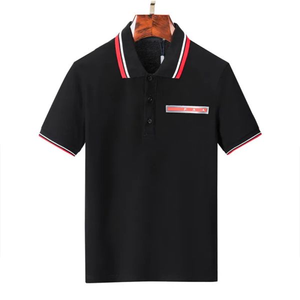 

designer luxury mens polo shirts t-shirt fashion casual short sleeve polos cotton breathable summer shirts men's clothing black white, White;black