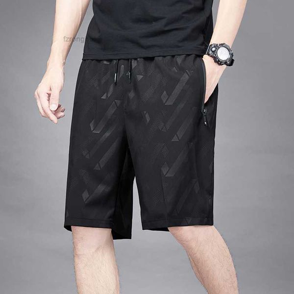 

2023 summer ice silk shorts men's capris shen geng wear thin size quick dried sports pants geng men's wear shorts 5 2sgm, White;black