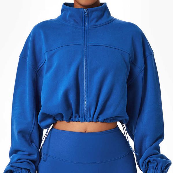 

yoga outfits zipper sweatshirt fitness workout clothes cotton polyester moisture wicking breathable loose stand collar sport cycling joggers